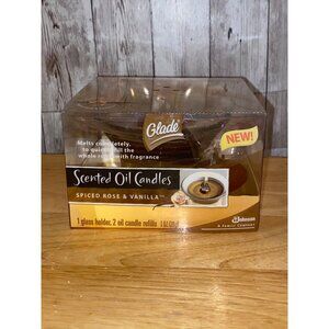 Glade Scented Oil Candled 1 Glass Holder + 2 Refills Spiced Rose & Vanilla
